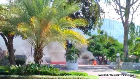 Tires Burning at the Gates of the Royal Decameron Indigo Beach Resort in Haiti